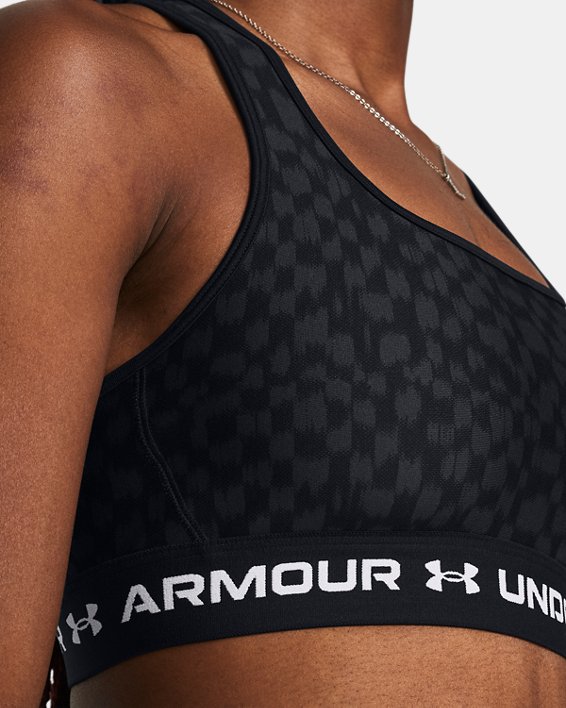 Women's Armour® Mid Crossback Printed Sports Bra, Black, pdpMainDesktop image number 8